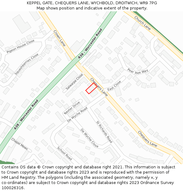 KEPPEL GATE, CHEQUERS LANE, WYCHBOLD, DROITWICH, WR9 7PG: Location map and indicative extent of plot