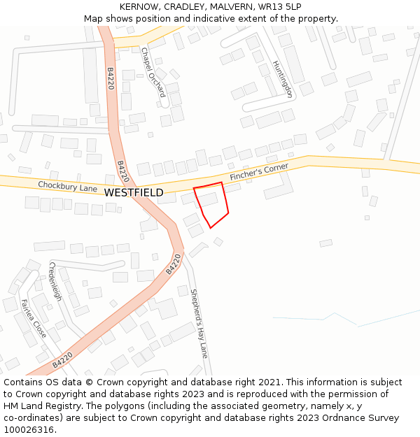 KERNOW, CRADLEY, MALVERN, WR13 5LP: Location map and indicative extent of plot