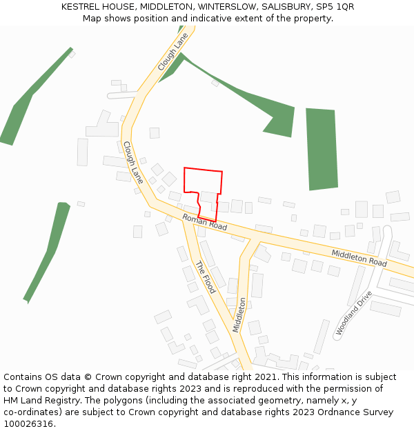 KESTREL HOUSE, MIDDLETON, WINTERSLOW, SALISBURY, SP5 1QR: Location map and indicative extent of plot