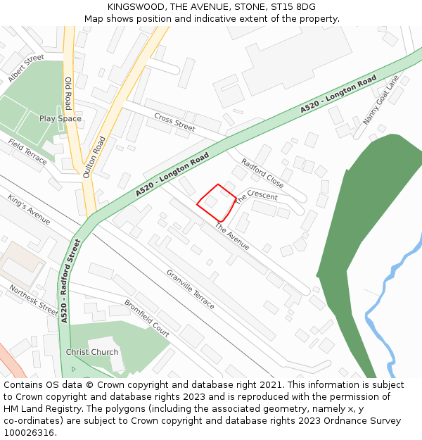 KINGSWOOD, THE AVENUE, STONE, ST15 8DG: Location map and indicative extent of plot