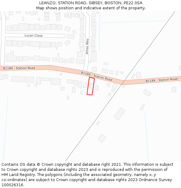 LEANZO, STATION ROAD, SIBSEY, BOSTON, PE22 0SA: Location map and indicative extent of plot