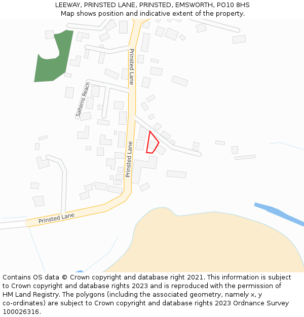 LEEWAY, PRINSTED LANE, PRINSTED, EMSWORTH, PO10 8HS: Location map and indicative extent of plot