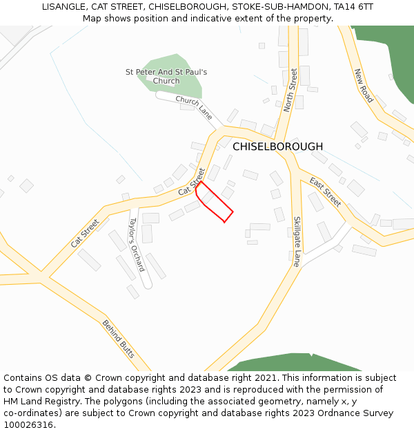 LISANGLE, CAT STREET, CHISELBOROUGH, STOKE-SUB-HAMDON, TA14 6TT: Location map and indicative extent of plot