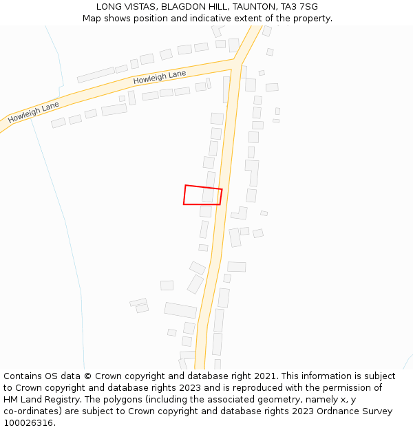 LONG VISTAS, BLAGDON HILL, TAUNTON, TA3 7SG: Location map and indicative extent of plot