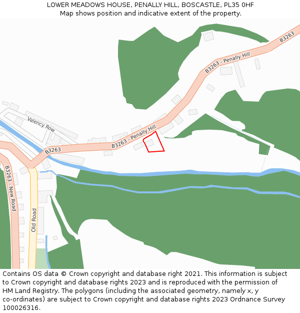 LOWER MEADOWS HOUSE, PENALLY HILL, BOSCASTLE, PL35 0HF: Location map and indicative extent of plot