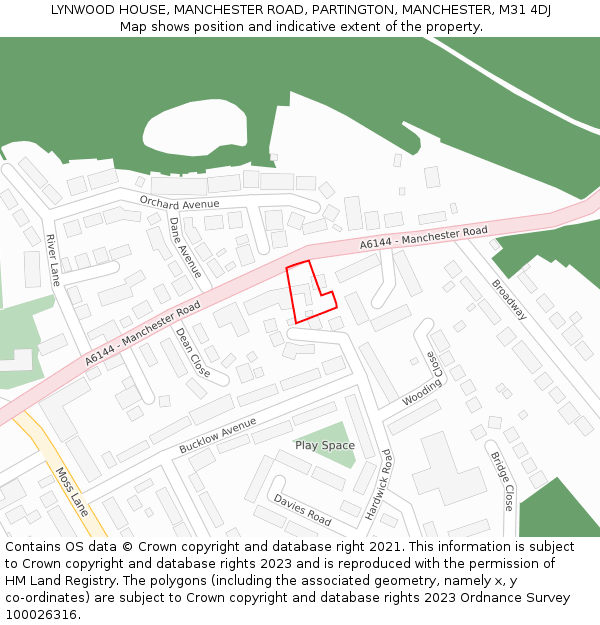 LYNWOOD HOUSE, MANCHESTER ROAD, PARTINGTON, MANCHESTER, M31 4DJ: Location map and indicative extent of plot