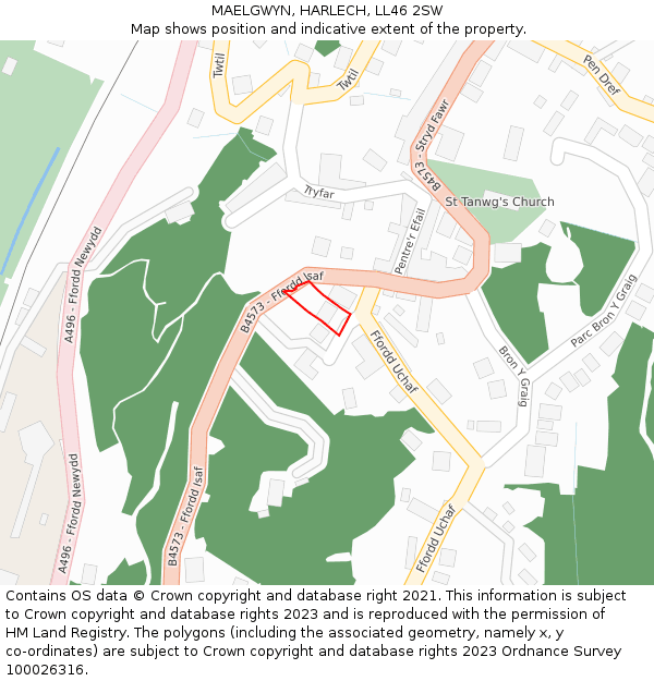 MAELGWYN, HARLECH, LL46 2SW: Location map and indicative extent of plot