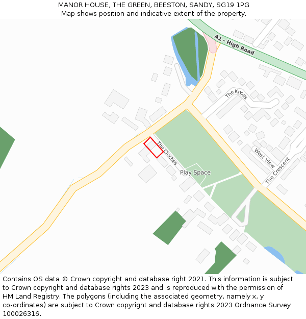 MANOR HOUSE, THE GREEN, BEESTON, SANDY, SG19 1PG: Location map and indicative extent of plot