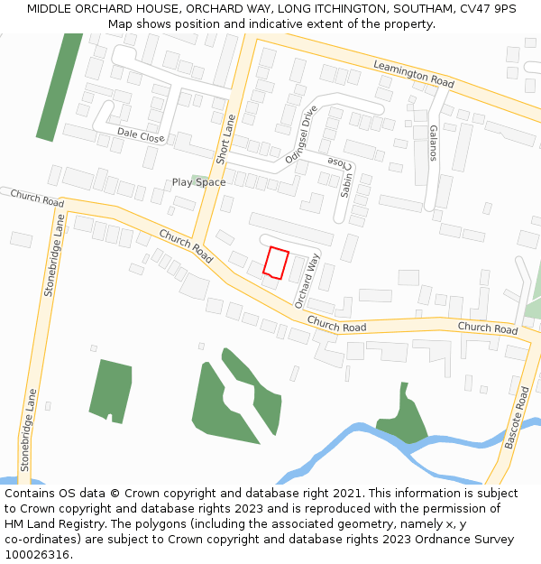 MIDDLE ORCHARD HOUSE, ORCHARD WAY, LONG ITCHINGTON, SOUTHAM, CV47 9PS: Location map and indicative extent of plot