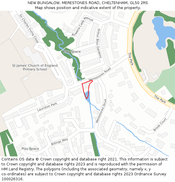 NEW BUNGALOW, MERESTONES ROAD, CHELTENHAM, GL50 2RS: Location map and indicative extent of plot