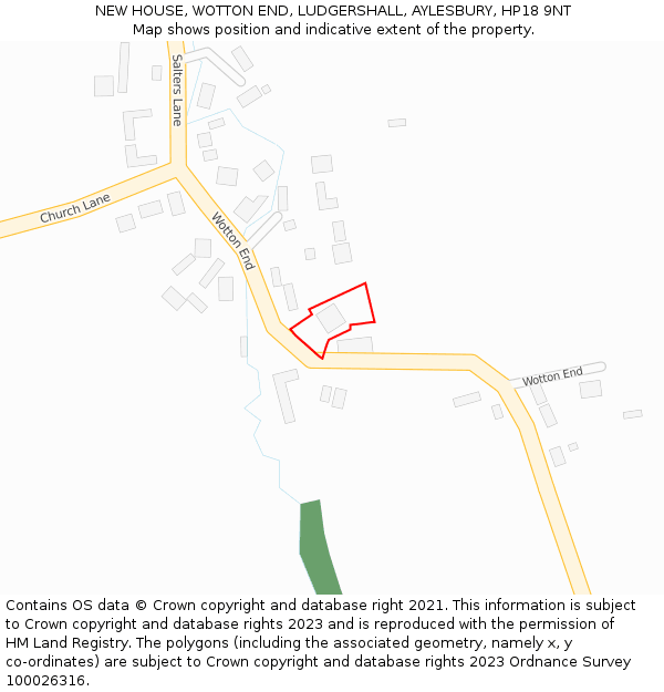 NEW HOUSE, WOTTON END, LUDGERSHALL, AYLESBURY, HP18 9NT: Location map and indicative extent of plot