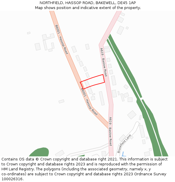 NORTHFIELD, HASSOP ROAD, BAKEWELL, DE45 1AP: Location map and indicative extent of plot