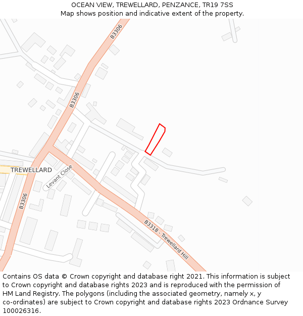 OCEAN VIEW, TREWELLARD, PENZANCE, TR19 7SS: Location map and indicative extent of plot