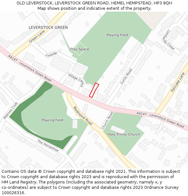 OLD LEVERSTOCK, LEVERSTOCK GREEN ROAD, HEMEL HEMPSTEAD, HP3 8QH: Location map and indicative extent of plot