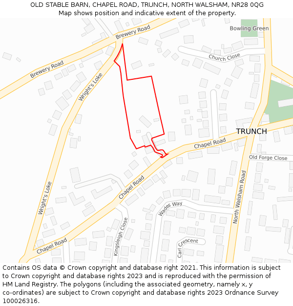 OLD STABLE BARN, CHAPEL ROAD, TRUNCH, NORTH WALSHAM, NR28 0QG: Location map and indicative extent of plot