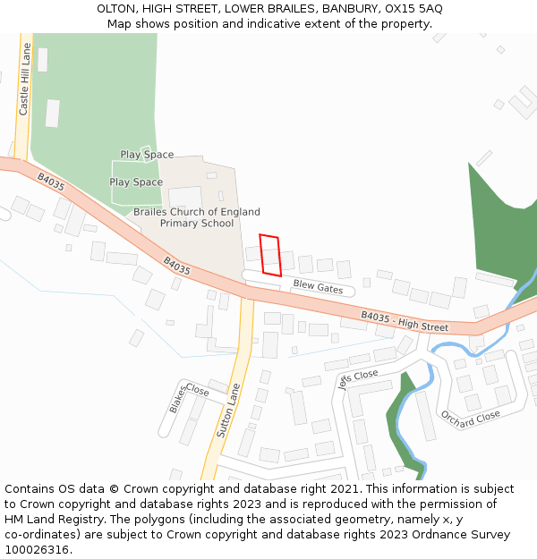 OLTON, HIGH STREET, LOWER BRAILES, BANBURY, OX15 5AQ: Location map and indicative extent of plot