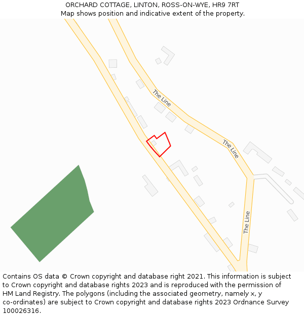 ORCHARD COTTAGE, LINTON, ROSS-ON-WYE, HR9 7RT: Location map and indicative extent of plot