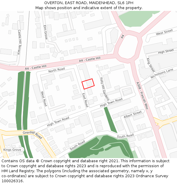 OVERTON, EAST ROAD, MAIDENHEAD, SL6 1PH: Location map and indicative extent of plot