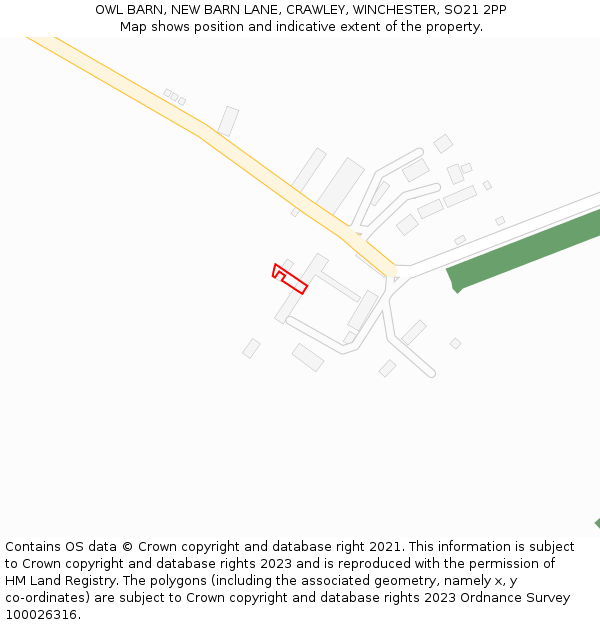 OWL BARN, NEW BARN LANE, CRAWLEY, WINCHESTER, SO21 2PP: Location map and indicative extent of plot