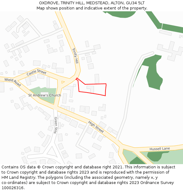 OXDROVE, TRINITY HILL, MEDSTEAD, ALTON, GU34 5LT: Location map and indicative extent of plot