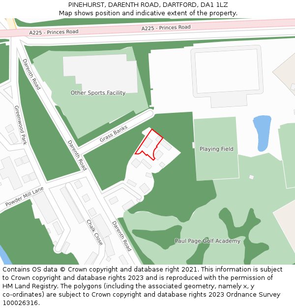 PINEHURST, DARENTH ROAD, DARTFORD, DA1 1LZ: Location map and indicative extent of plot