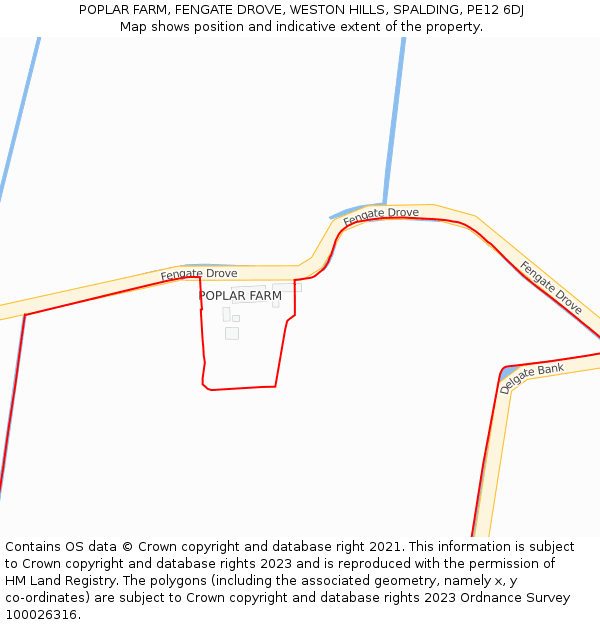 POPLAR FARM, FENGATE DROVE, WESTON HILLS, SPALDING, PE12 6DJ: Location map and indicative extent of plot