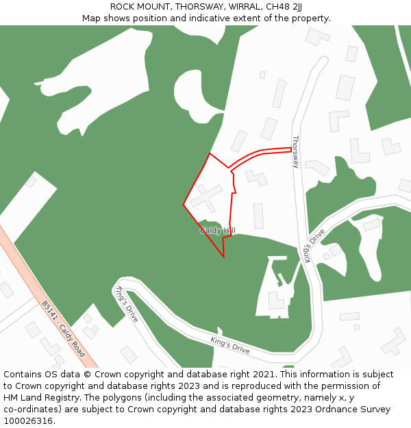 ROCK MOUNT, THORSWAY, WIRRAL, CH48 2JJ: Location map and indicative extent of plot