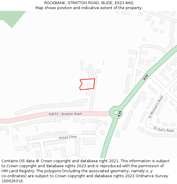 ROCKBANK, STRATTON ROAD, BUDE, EX23 8AQ: Location map and indicative extent of plot