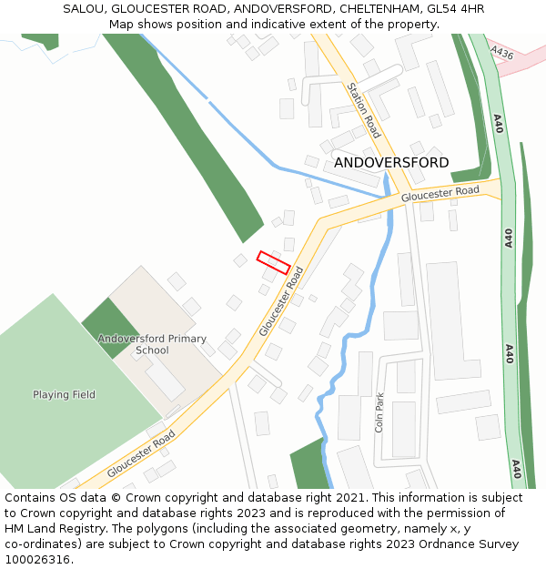 SALOU, GLOUCESTER ROAD, ANDOVERSFORD, CHELTENHAM, GL54 4HR: Location map and indicative extent of plot