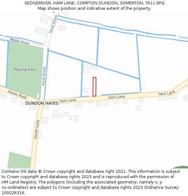 SEDGEMOOR, HAM LANE, COMPTON DUNDON, SOMERTON, TA11 6PQ: Location map and indicative extent of plot