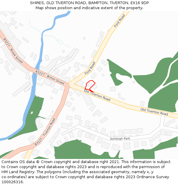 SHIRES, OLD TIVERTON ROAD, BAMPTON, TIVERTON, EX16 9DP: Location map and indicative extent of plot