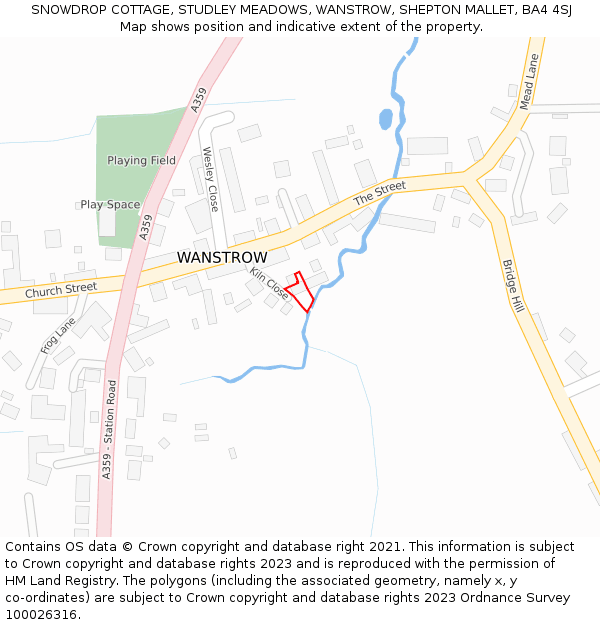 SNOWDROP COTTAGE, STUDLEY MEADOWS, WANSTROW, SHEPTON MALLET, BA4 4SJ: Location map and indicative extent of plot