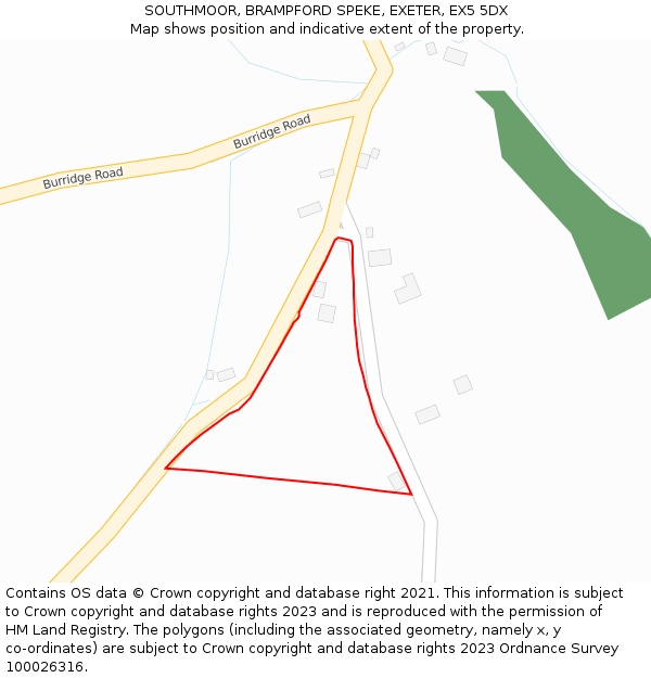 SOUTHMOOR, BRAMPFORD SPEKE, EXETER, EX5 5DX: Location map and indicative extent of plot