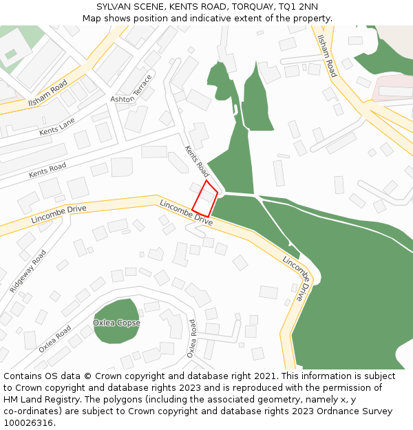 SYLVAN SCENE, KENTS ROAD, TORQUAY, TQ1 2NN: Location map and indicative extent of plot