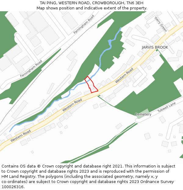 TAI PING, WESTERN ROAD, CROWBOROUGH, TN6 3EH: Location map and indicative extent of plot