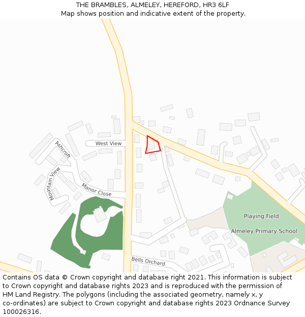 THE BRAMBLES, ALMELEY, HEREFORD, HR3 6LF: Location map and indicative extent of plot