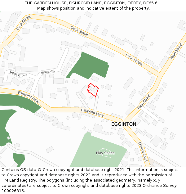 THE GARDEN HOUSE, FISHPOND LANE, EGGINTON, DERBY, DE65 6HJ: Location map and indicative extent of plot