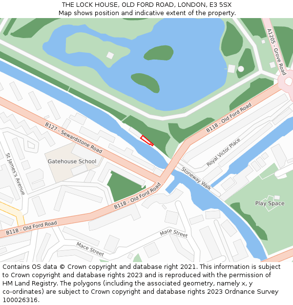 THE LOCK HOUSE, OLD FORD ROAD, LONDON, E3 5SX: Location map and indicative extent of plot