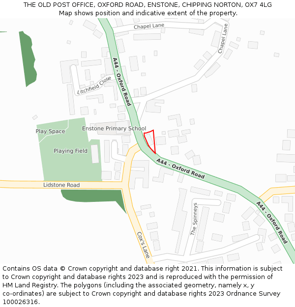 THE OLD POST OFFICE, OXFORD ROAD, ENSTONE, CHIPPING NORTON, OX7 4LG: Location map and indicative extent of plot