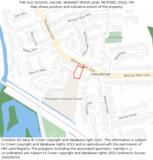 THE OLD SCHOOL HOUSE, WHINNEY MOOR LANE, RETFORD, DN22 7AF: Location map and indicative extent of plot