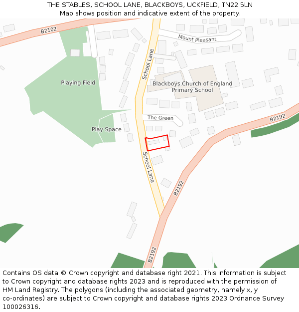 THE STABLES, SCHOOL LANE, BLACKBOYS, UCKFIELD, TN22 5LN: Location map and indicative extent of plot