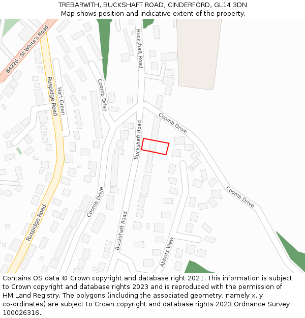 TREBARWITH, BUCKSHAFT ROAD, CINDERFORD, GL14 3DN: Location map and indicative extent of plot