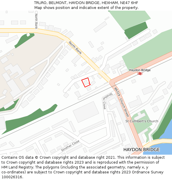 TRURO, BELMONT, HAYDON BRIDGE, HEXHAM, NE47 6HF: Location map and indicative extent of plot