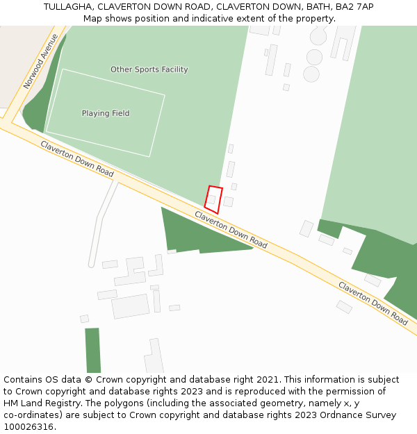 TULLAGHA, CLAVERTON DOWN ROAD, CLAVERTON DOWN, BATH, BA2 7AP: Location map and indicative extent of plot