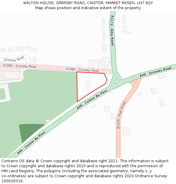 WALTON HOUSE, GRIMSBY ROAD, CAISTOR, MARKET RASEN, LN7 6QY: Location map and indicative extent of plot