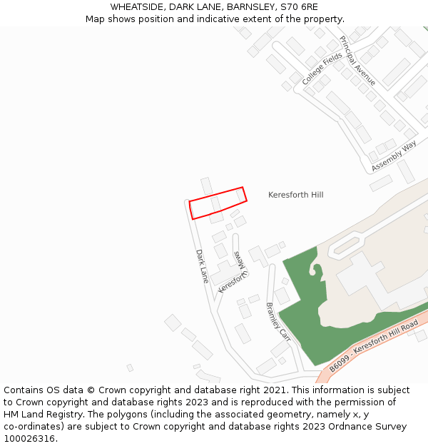 WHEATSIDE, DARK LANE, BARNSLEY, S70 6RE: Location map and indicative extent of plot