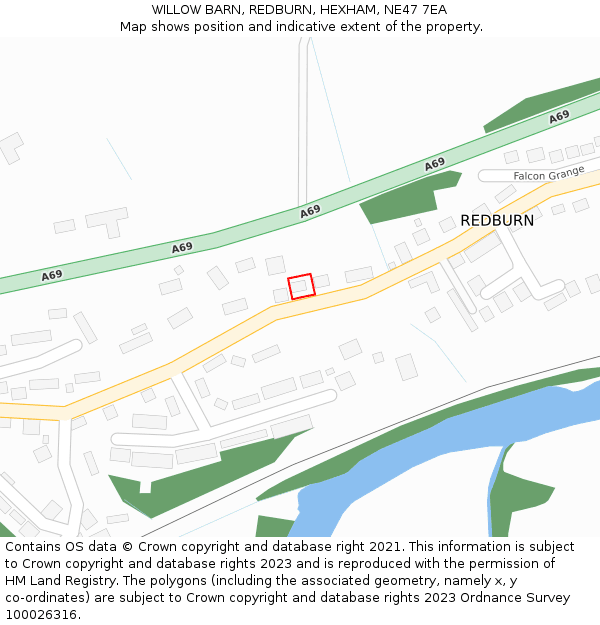 WILLOW BARN, REDBURN, HEXHAM, NE47 7EA: Location map and indicative extent of plot