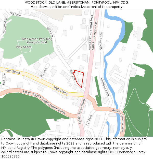 WOODSTOCK, OLD LANE, ABERSYCHAN, PONTYPOOL, NP4 7DG: Location map and indicative extent of plot