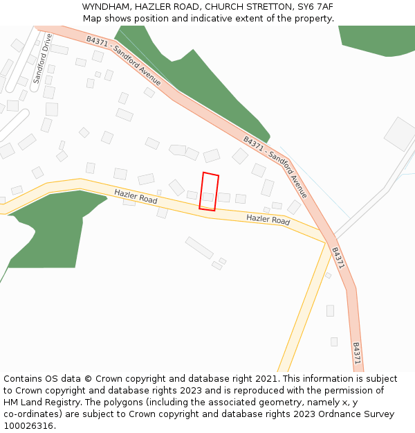 WYNDHAM, HAZLER ROAD, CHURCH STRETTON, SY6 7AF: Location map and indicative extent of plot