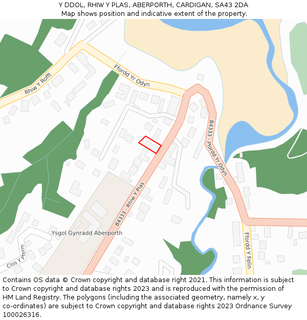 Y DDOL, RHIW Y PLAS, ABERPORTH, CARDIGAN, SA43 2DA: Location map and indicative extent of plot